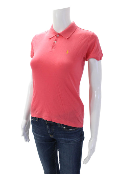Ralph Lauren Black Label Womens Cotton Short Sleeve Polo Shirt Pink Size S