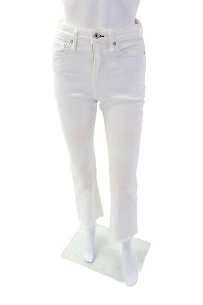 Rag & Bone Womens Nina High-Rise Ankle Flare Skinny Jeans White Size 25