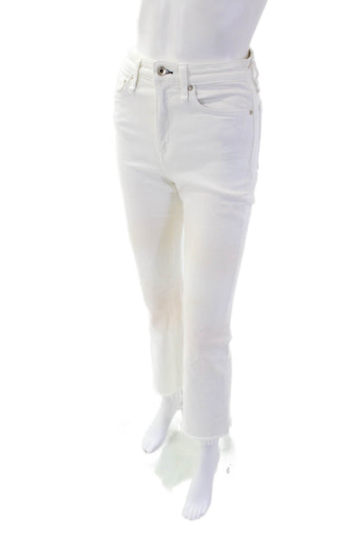 Rag & Bone Womens Nina High-Rise Ankle Flare Skinny Jeans White Size 25