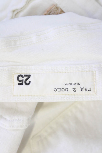 Rag & Bone Womens Nina High-Rise Ankle Flare Skinny Jeans White Size 25