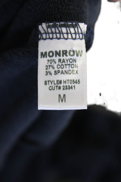 Monrow Womens Round Neck Quarter Button Down Pullover Sweatshirt Blue Size M