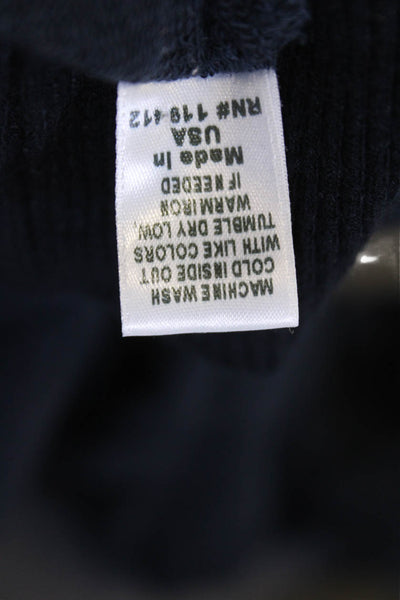 Monrow Womens Round Neck Quarter Button Down Pullover Sweatshirt Blue Size M