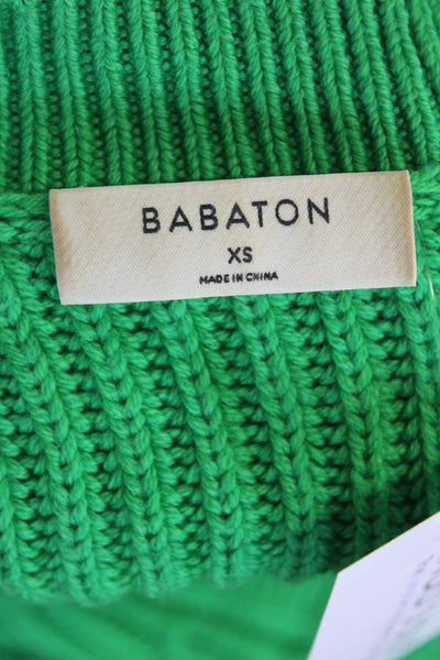 Babaton Womens Merino Wool Pullover V-Neck Long Sleeve Sweater Green Size XS