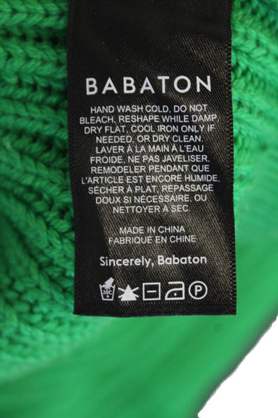 Babaton Womens Merino Wool Pullover V-Neck Long Sleeve Sweater Green Size XS