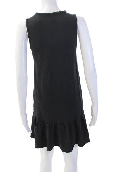 Lilla P Womens Sleeveless Crew Neck Knee Length Dress Black Cotton Size XS
