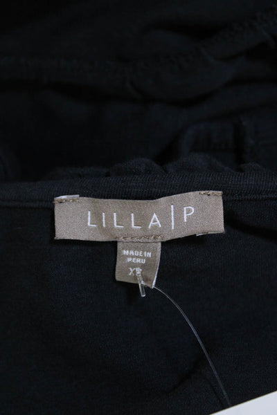 Lilla P Womens Sleeveless Crew Neck Knee Length Dress Black Cotton Size XS