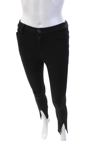 Hudson Womens Zipper Fly Mid Rise Stretch Knit Ankle Pants Black Size 24