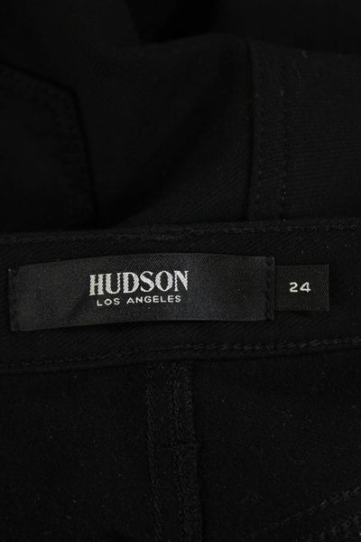 Hudson Womens Zipper Fly Mid Rise Stretch Knit Ankle Pants Black Size 24