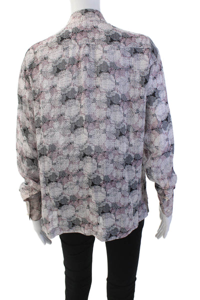 Reiss Womens Button Front Long Sleeve Collared Shirt Pink Black White Size 0
