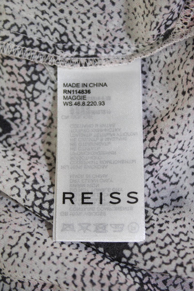 Reiss Womens Button Front Long Sleeve Collared Shirt Pink Black White Size 0