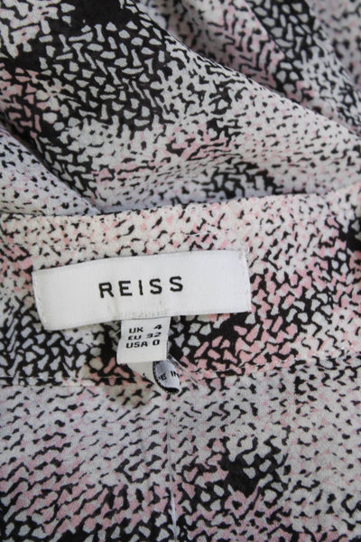 Reiss Womens Button Front Long Sleeve Collared Shirt Pink Black White Size 0