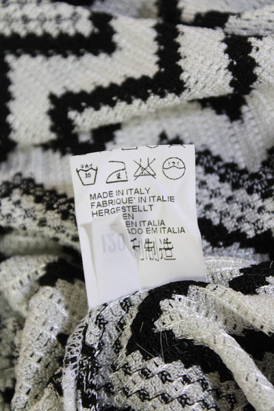 M Missoni Womens Long Sleeve Scoop Neck Chevron Knit Top White Black Size 2