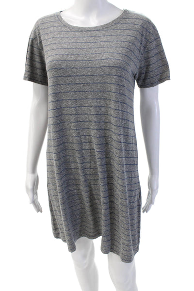 Current/Elliott Womens Cotton Stripe Short Sleeve Mini T-Shirt Dress Gray Size 1