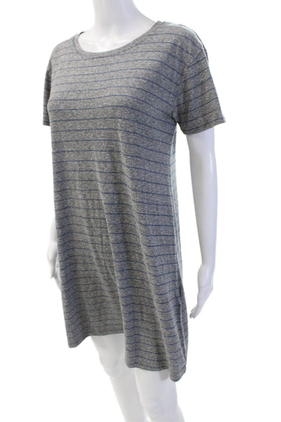 Current/Elliott Womens Cotton Stripe Short Sleeve Mini T-Shirt Dress Gray Size 1