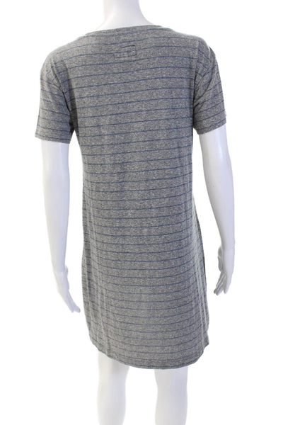 Current/Elliott Womens Cotton Stripe Short Sleeve Mini T-Shirt Dress Gray Size 1