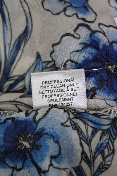 Misa Womens Elastic Waistband Floral Mini A Line Skirt White Blue Size XS