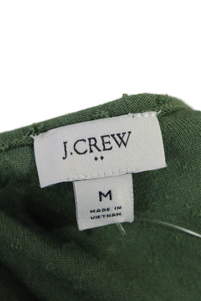 J Crew Womens Short Sleeve Scoop Neck Swiss Dot Mini Dress Green Size Medium