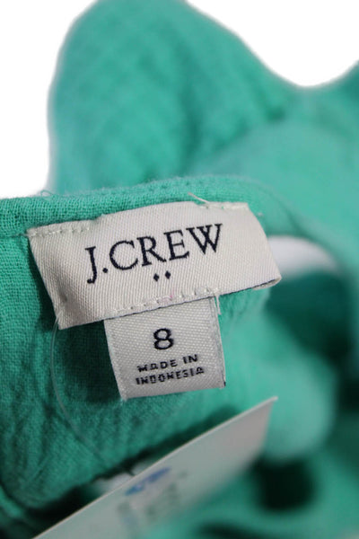 J Crew Womens Cap Sleeve Scoop Neck Gauze Shift Dress Turquoise Cotton Size 8