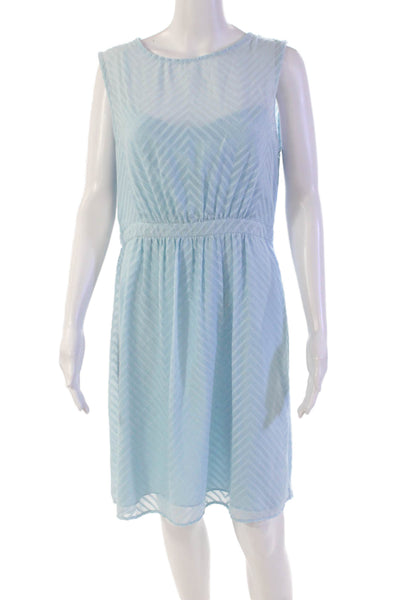 J Crew Womens Side Zip Sleeveless Scoop Neck Sheer Overlay Dress Blue Size 10