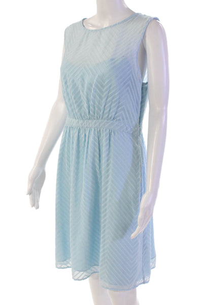 J Crew Womens Side Zip Sleeveless Scoop Neck Sheer Overlay Dress Blue Size 10