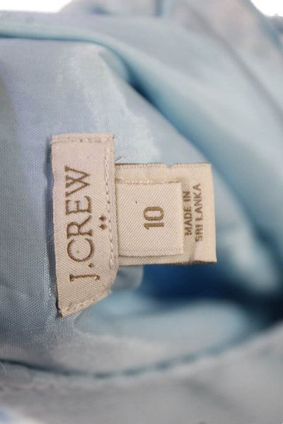 J Crew Womens Side Zip Sleeveless Scoop Neck Sheer Overlay Dress Blue Size 10