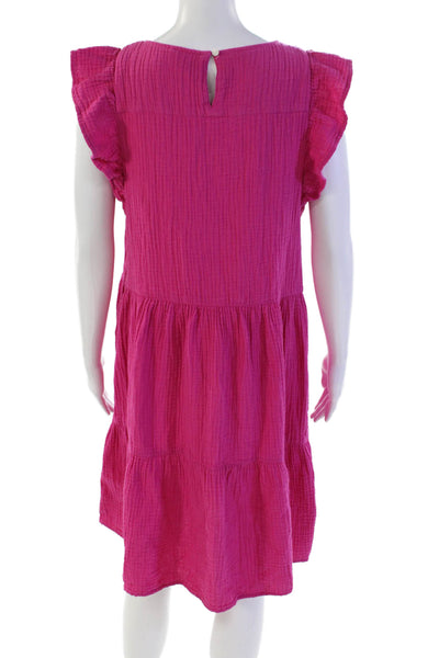 J Crew Womens Cap Sleeve Scoop Neck Gauze Shift Dress Pink Cotton Size 8