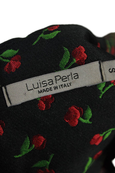 Luisa Perla Womens Sleeveless Floral Pleated Bell Dress Black Size S