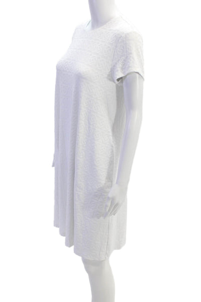 J. Mclaughlin Women's Round Neck Short Sleeves Printed A-Line Dress White Size M