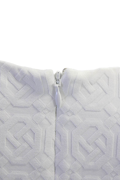 J. Mclaughlin Women's Round Neck Short Sleeves Printed A-Line Dress White Size M