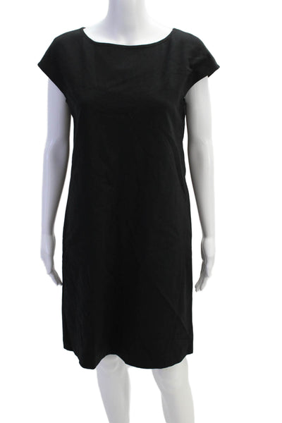 Ryan Roberts Women's Sleeveless Round Neck Mini Shift Dress Black Size L