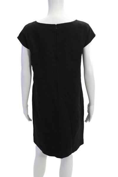 Ryan Roberts Women's Sleeveless Round Neck Mini Shift Dress Black Size L