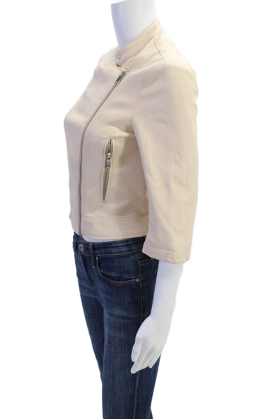 Zara Basic Outerwear Department Zip Up Quarter Sleeve Jacket Pink Size S
