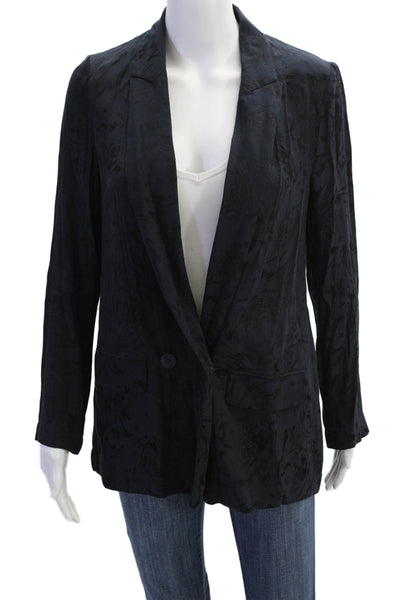 Zara Basic Collection Womens Abstract Print Button Front Blazer Blue Size XS