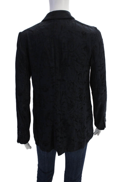 Zara Basic Collection Womens Abstract Print Button Front Blazer Blue Size XS
