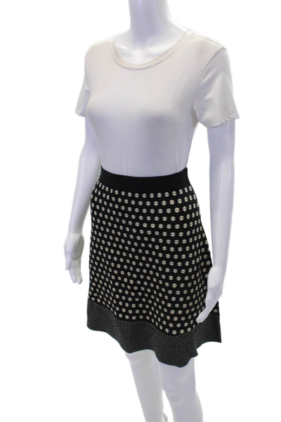J. Mclaughlin Womens Elastic Waist Unlined Spotted Dot A-Line Mini Skirt Size M