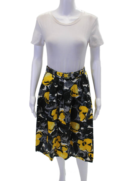 Peony Womens Belted Lined Pleated Flare Pocket Abstract Print Mini Skirt Size 12