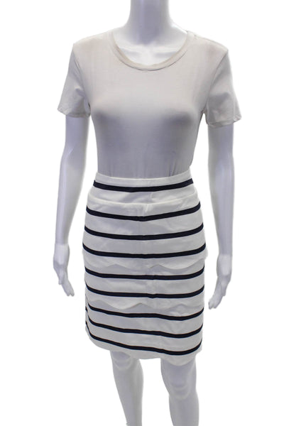 J. Mclaughlin Women's Pull-On Ruffle Scallop Hem Mini Skirt Striped Size 12