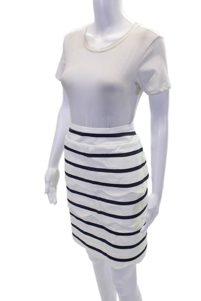 J. Mclaughlin Women's Pull-On Ruffle Scallop Hem Mini Skirt Striped Size 12