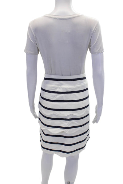 J. Mclaughlin Women's Pull-On Ruffle Scallop Hem Mini Skirt Striped Size 12