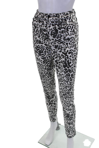 Hudson Women's Button Closure Pocket Animal Print Skiny Pants Black Size 31