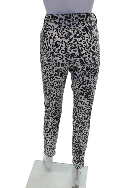 Hudson Women's Button Closure Pocket Animal Print Skiny Pants Black Size 31