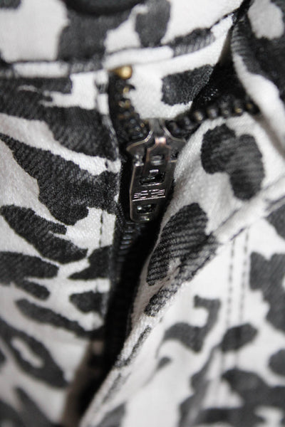 Hudson Women's Button Closure Pocket Animal Print Skiny Pants Black Size 31