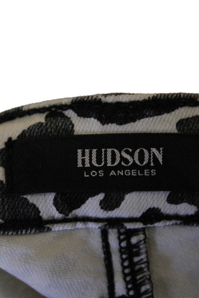 Hudson Women's Button Closure Pocket Animal Print Skiny Pants Black Size 31