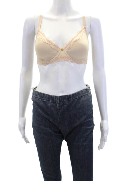 Natori Womens Textured Cupped Spaghetti Strap Lace Lined Bra Nude Size 30DD
