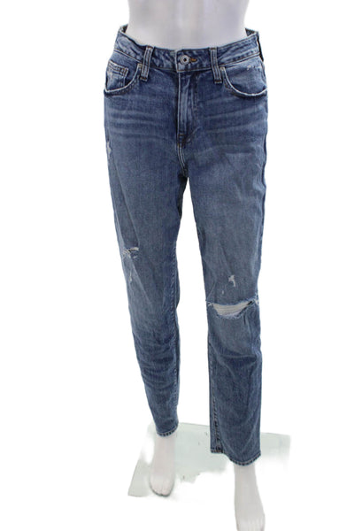 Jonathan Simkhai Womens Cotton Zip Button Straight Leg Denim Jeans Blue Size EUR