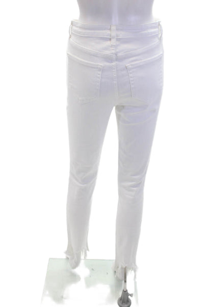 L'Agence Womens Cotton Distressed High-Rise Skinny Jeans White Size 26