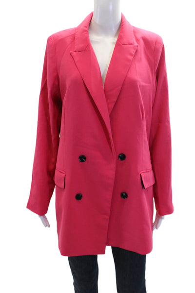 Rachel Zoe Womens Notched Collar Long Sleeve Open Front Blazer Pink Size L