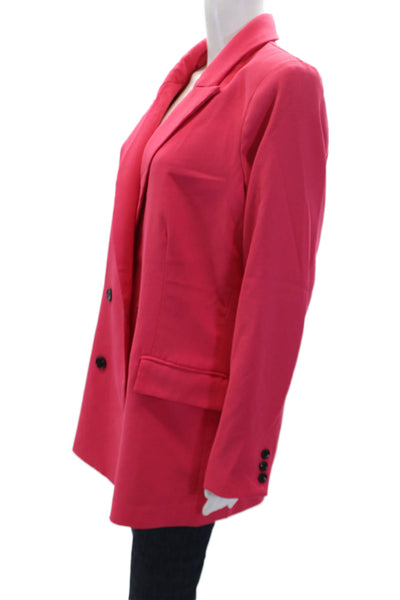 Rachel Zoe Womens Notched Collar Long Sleeve Open Front Blazer Pink Size L