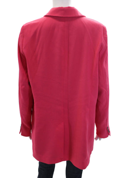 Rachel Zoe Womens Notched Collar Long Sleeve Open Front Blazer Pink Size L