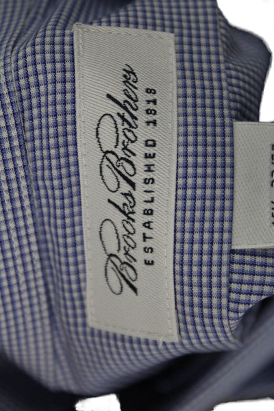 Brooks Brothers Mens Cotton Checkered Collared Button-Down Shirt Blue Size 32/33